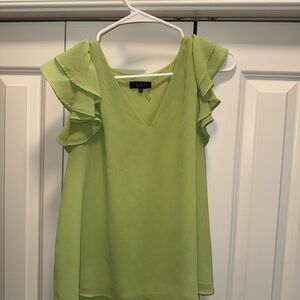 1. State Green Flutter Sleeve Ruffled Blouse
